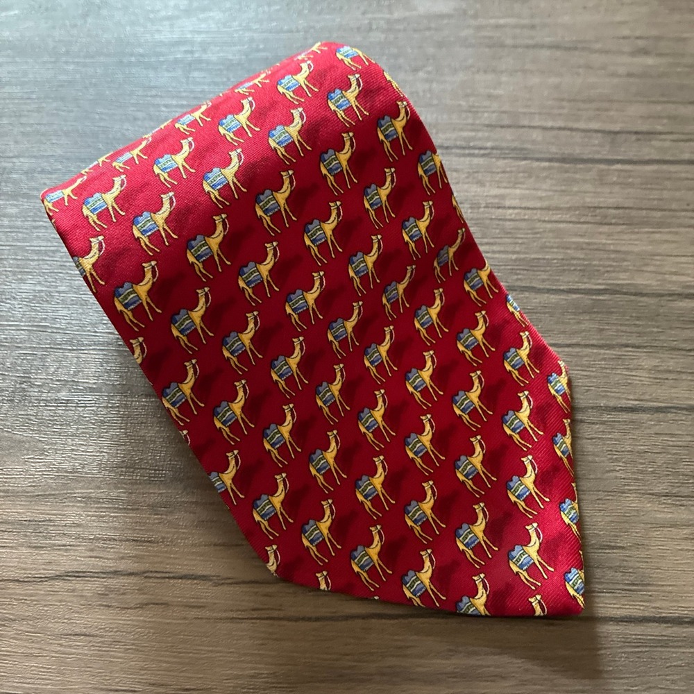 Beaufort Tie Rack Camel Print Silk Tie OS Red Mens Made in Italy Silk